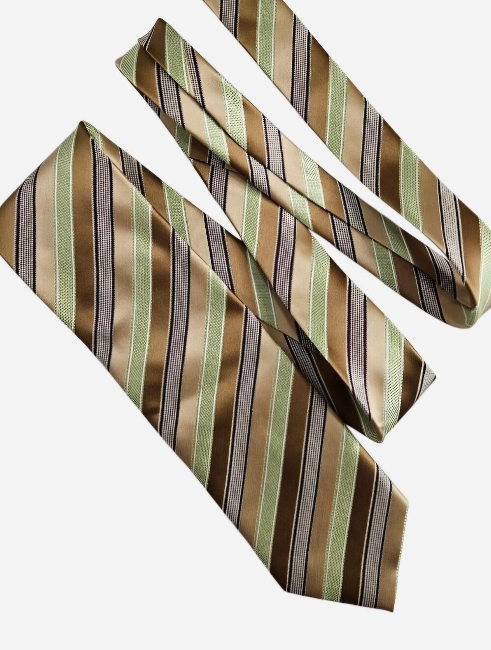 Giorgio Brutini Collezione neutral color striped shiny tie 58 inches